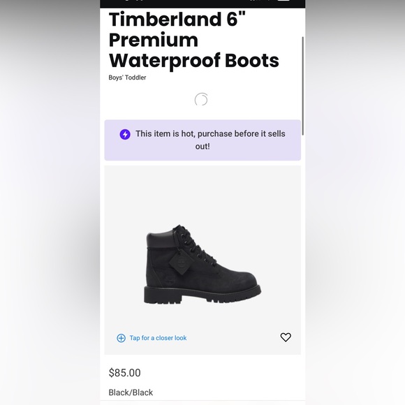 Timberland boys black waterproof 6” boot - Picture 6 of 6